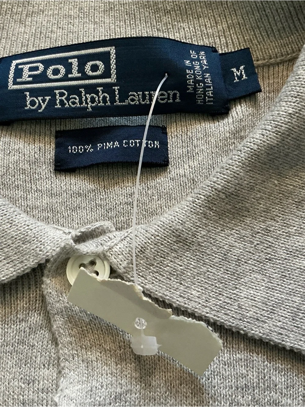 Polo Ralph Lauren Pima cotton knit grey polo shirt 2-button knit size M